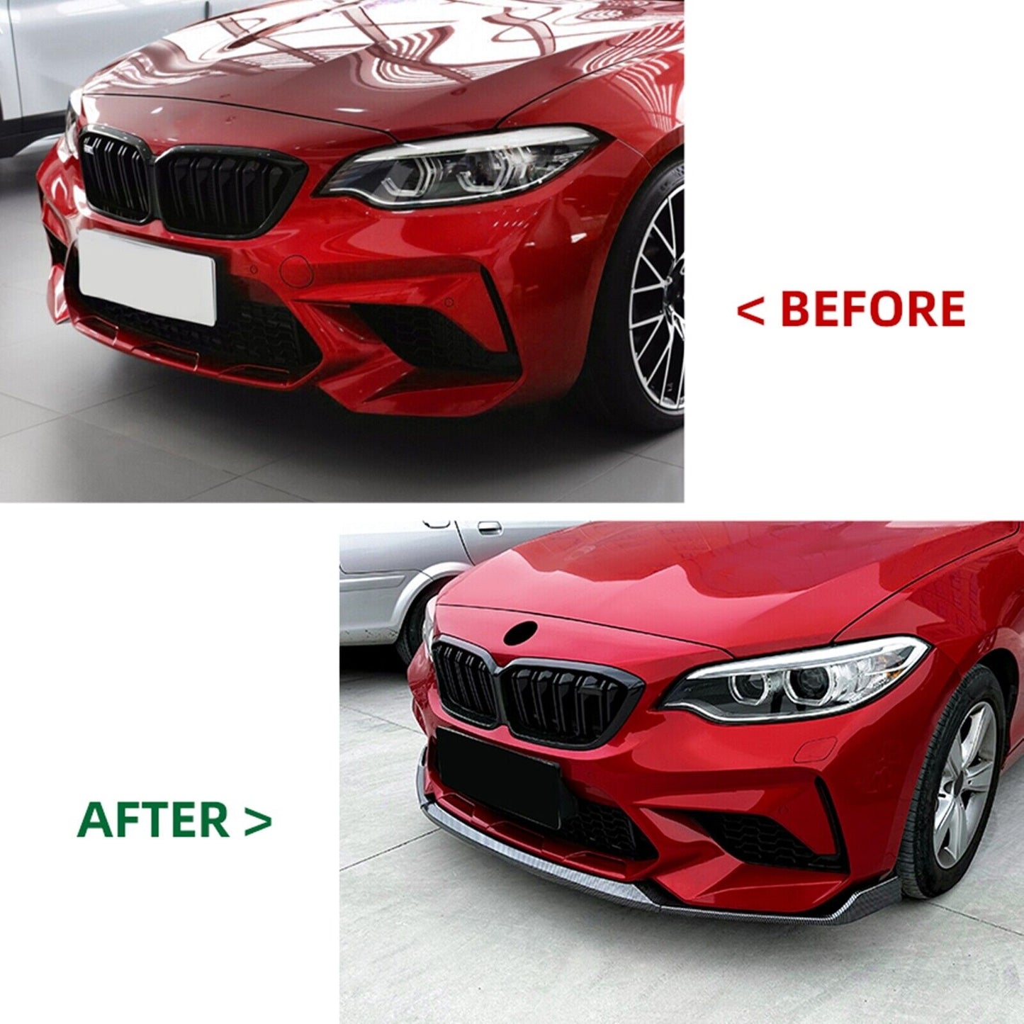 Carbon Fiber Look Front Lip Spoiler Kit fits BMW 2 Series F87 M2 Coupe 2016-2021