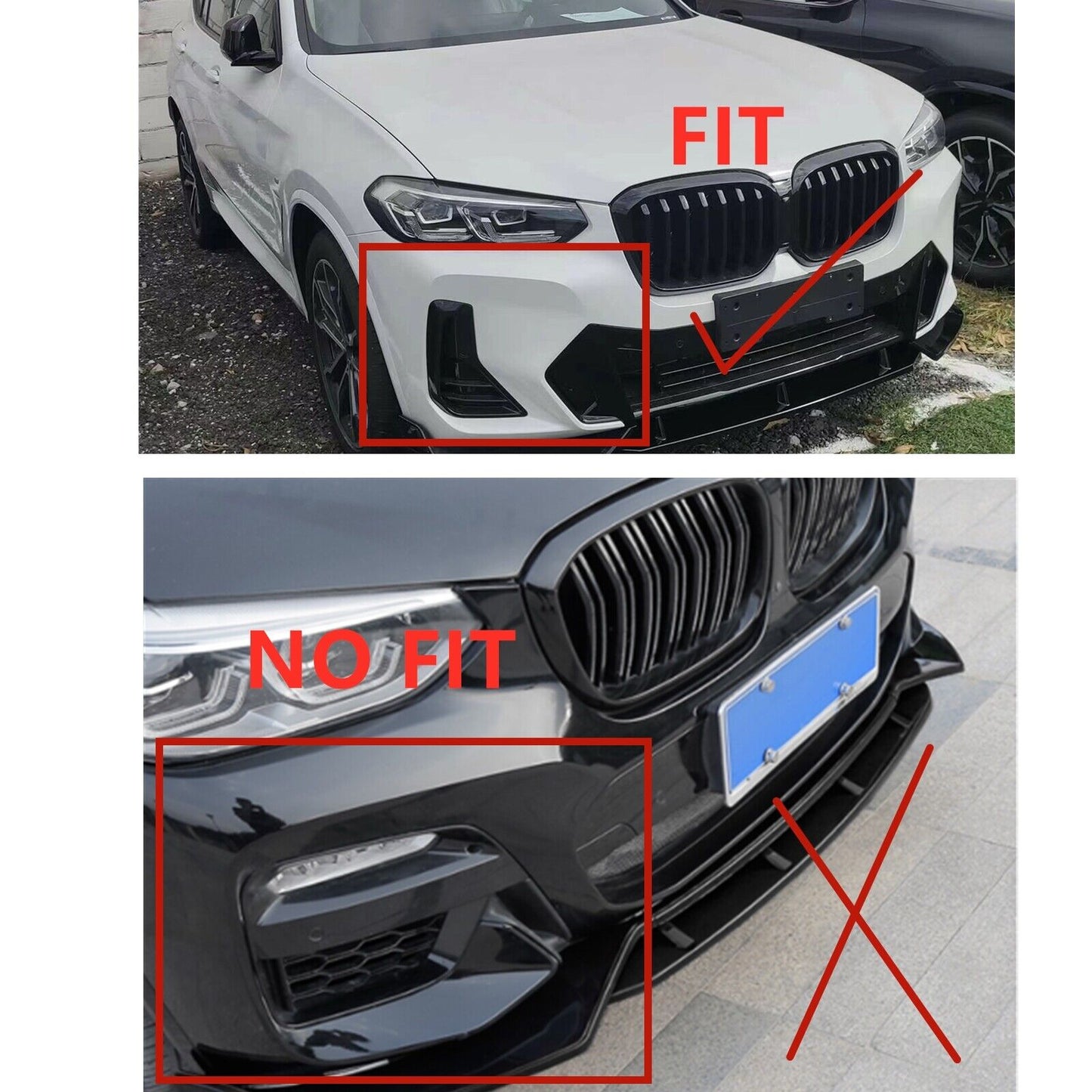 Black Front Bumper Spoiler Splitter Lip fits BMW X3 2021-22 IX3 Carbon Fiber Look