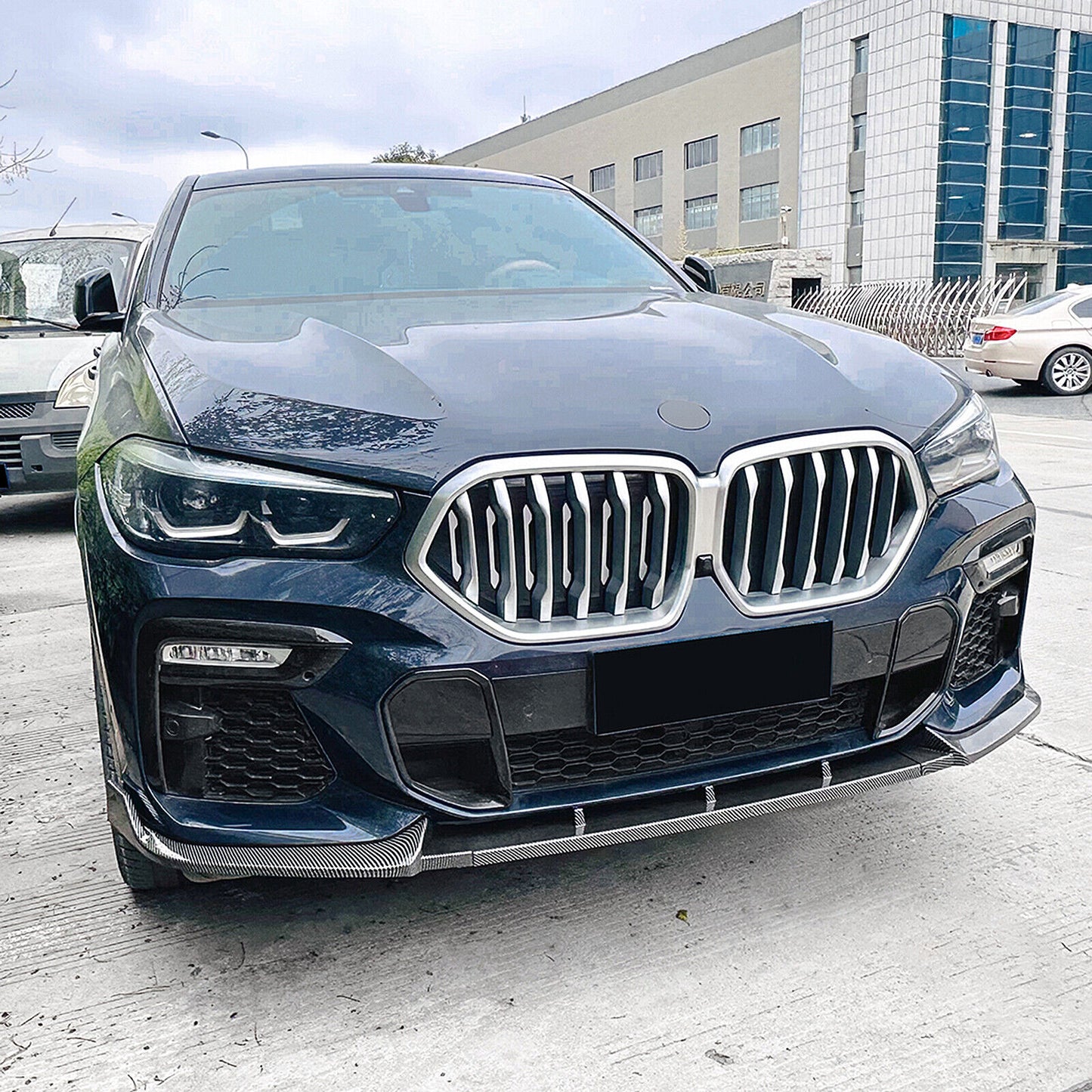 Carbon Style Front Bumper Spoiler Lip Bodykit fits BMW X6 G06 M Sport 2019-2023