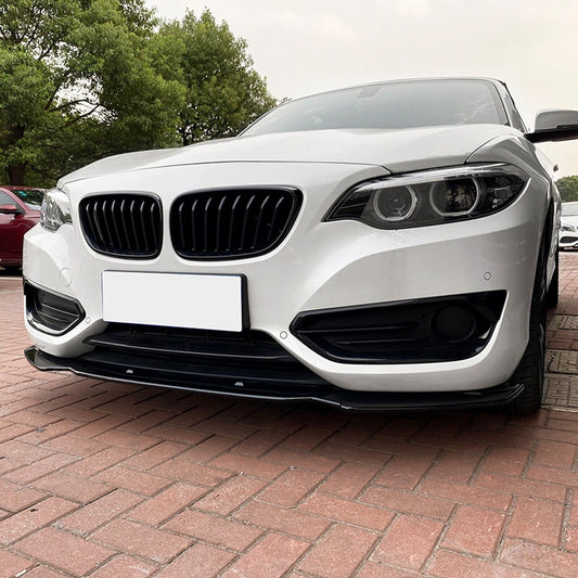 Gloss Black Front Bumper Spoiler Lip Kit fits BMW 2 Series F22 220i 2014-2019