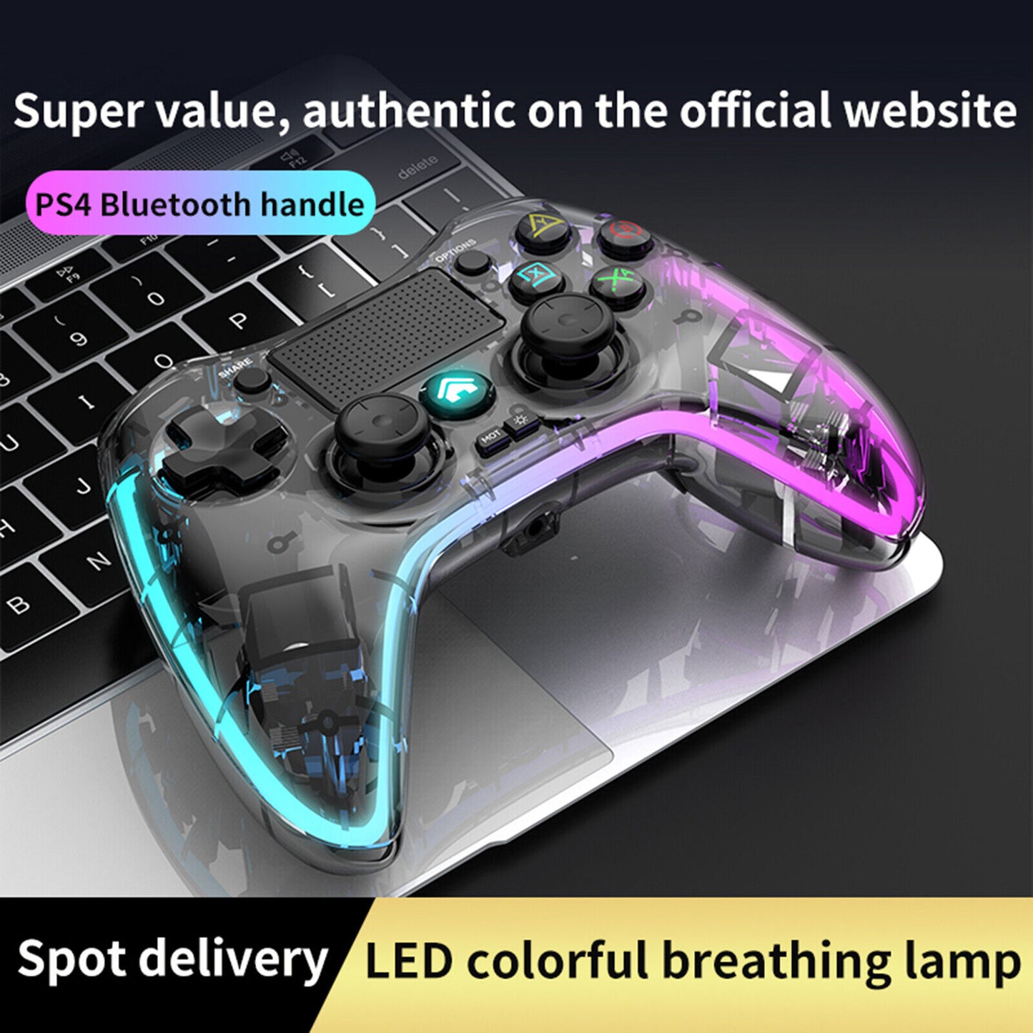 Controller LED Wireless Gamepad Game Handle for PS4 Android PC IOS Switch