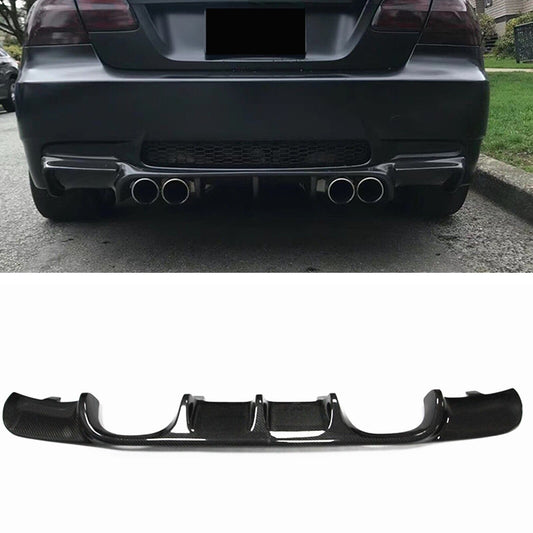 fits BMW E90 325i 335i M-Sport 09-12 M3 V Style Carbon Fiber Rear Bumper Diffuser