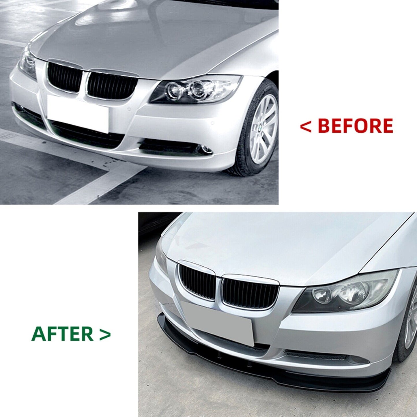 Gloss Black Front Bumper Spoiler Lip fits BMW 3 Series E90 E91 2005-08 320i 330i