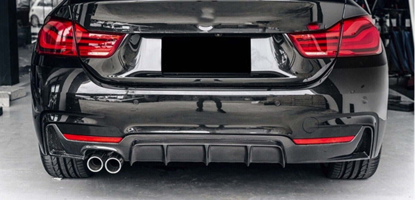 Carbon Fiber Rear Bumper Diffuser Twin Exhaust Pipe fits BMW 4 Series F32 BLK