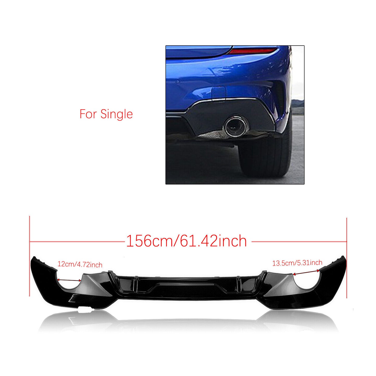 Fit fits BMW G20 G28 M-Sport 2019-2022 Rear Bumper Diffuser Lip Glossy Black