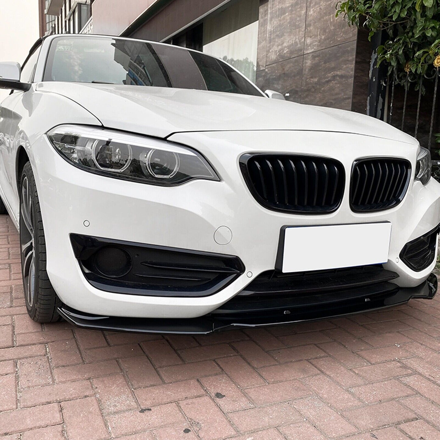 Gloss Black Front Bumper Spoiler Lip Kit fits BMW 2 Series F22 220i 2014-2019