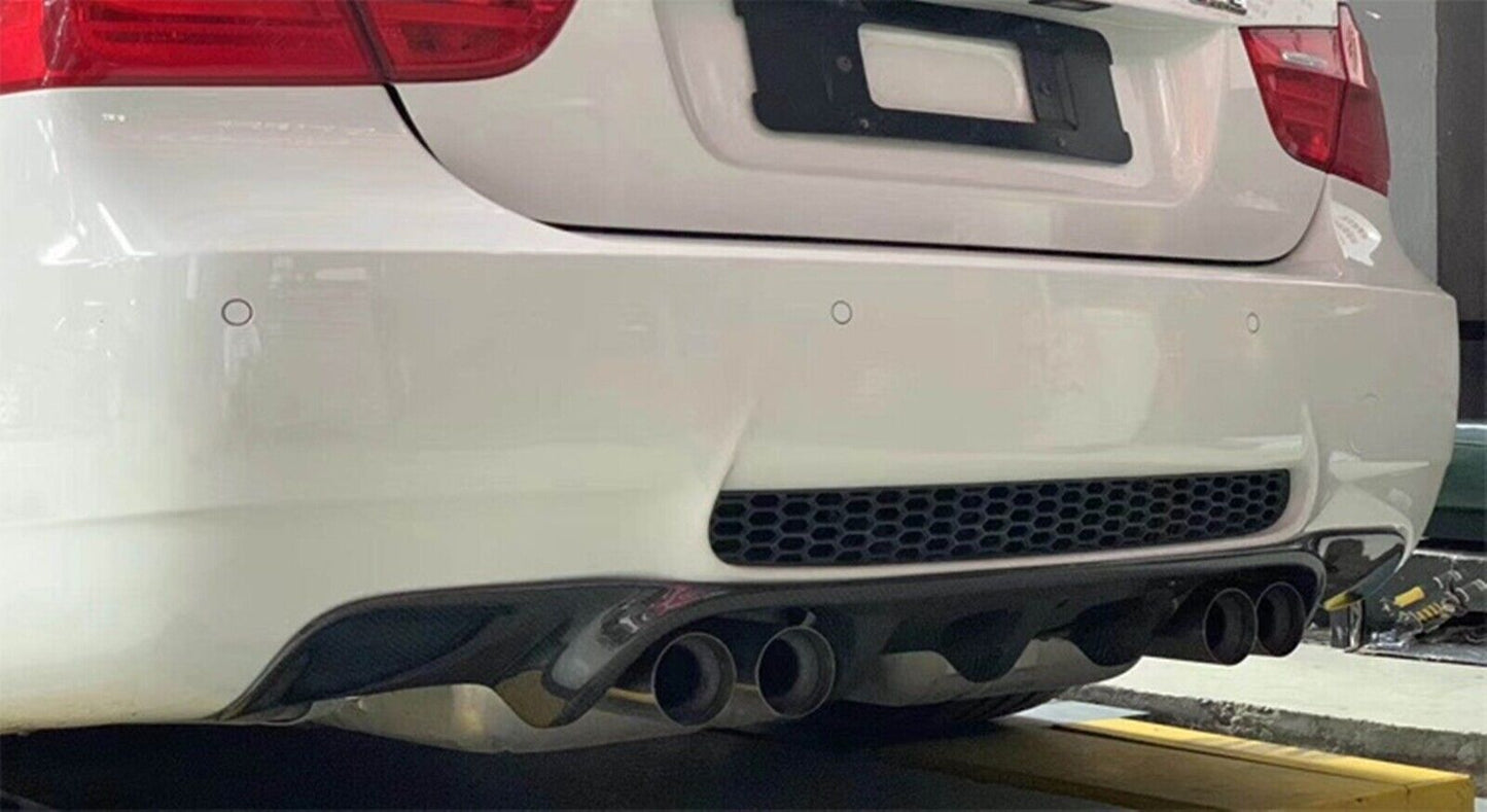 fits BMW E90 325i 335i M-Sport 09-12 M3 V Style Carbon Fiber Rear Bumper Diffuser