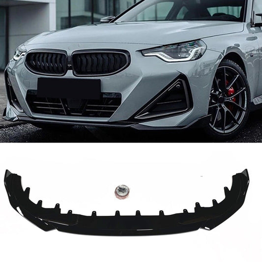 Gloss Black Front Bumper Spoiler Lip Splitter fits BMW 2 Series G42 2022-2024 NEW