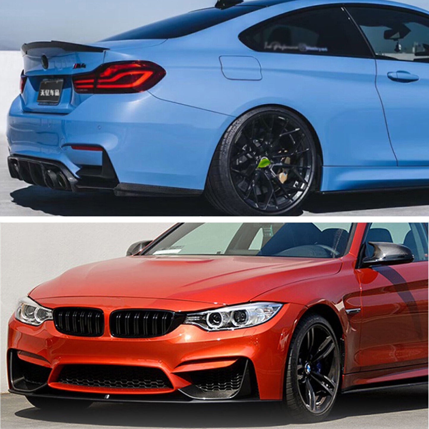 Front Bumper Splitter+Rear Trunk Spoiler Lip fits BMW 2015-2020 BMW F82 M4 Coupe