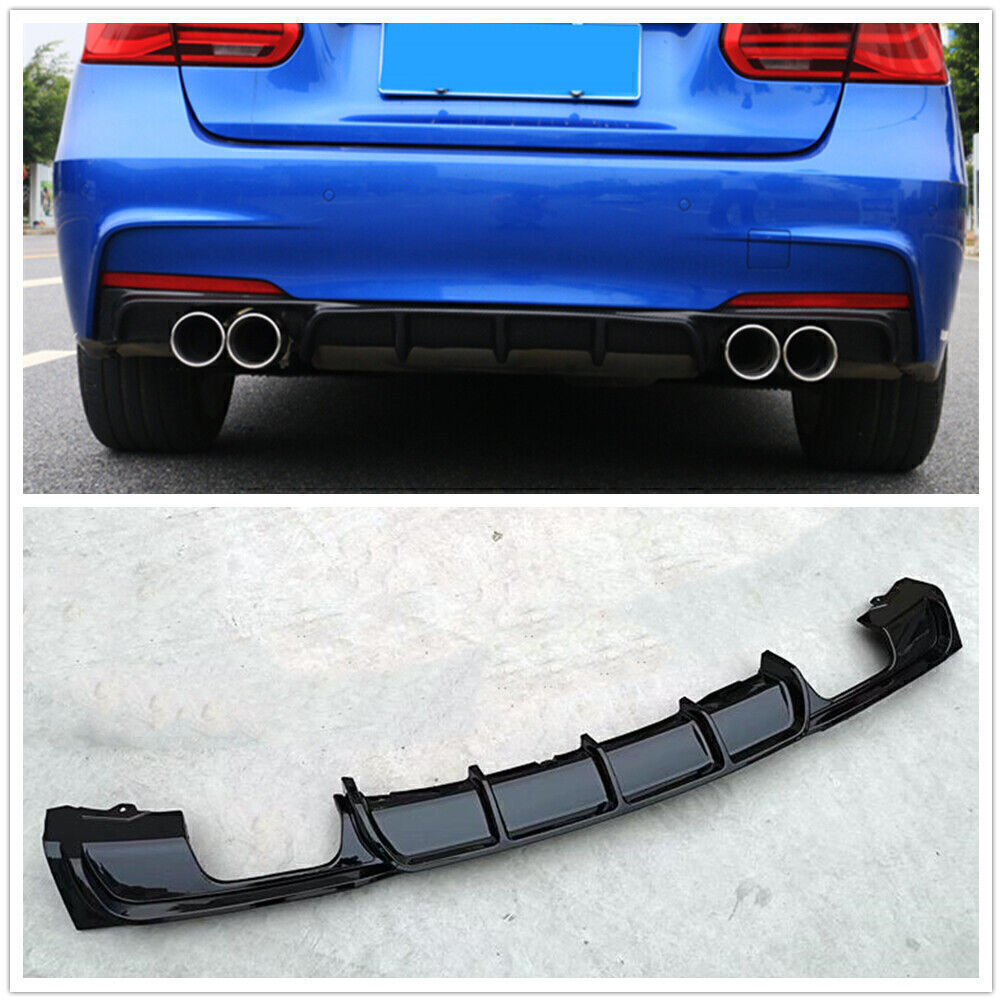 Black Rear Bumper Diffuser Lip fits BMW F30 320i 325i 328i M Sport Quad Tips