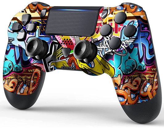 Controller Red Blue Graffiti Dual Gamepad PS4 PC Compatible