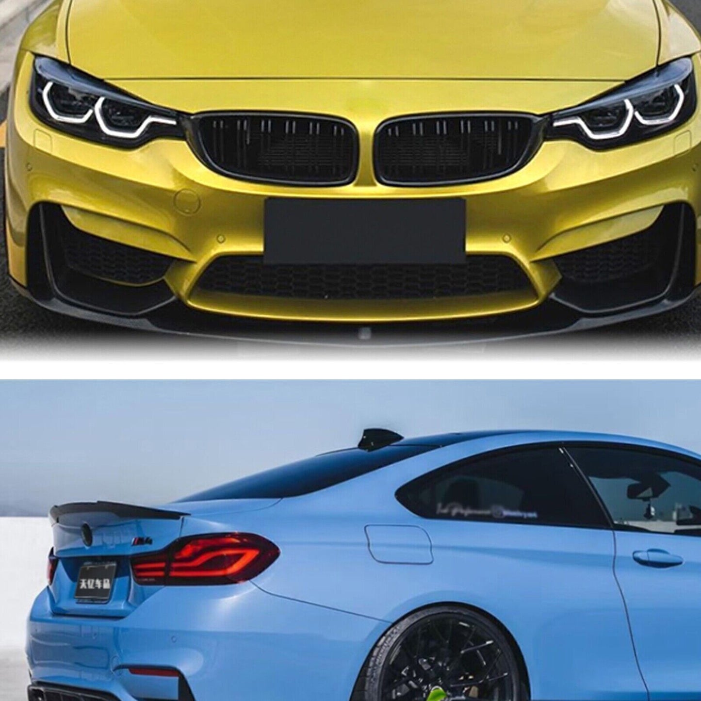 Front + Rear Spoiler Splitter Lip fits BMW 2015-2020 2016 BMW F82 M4 Gloss Black