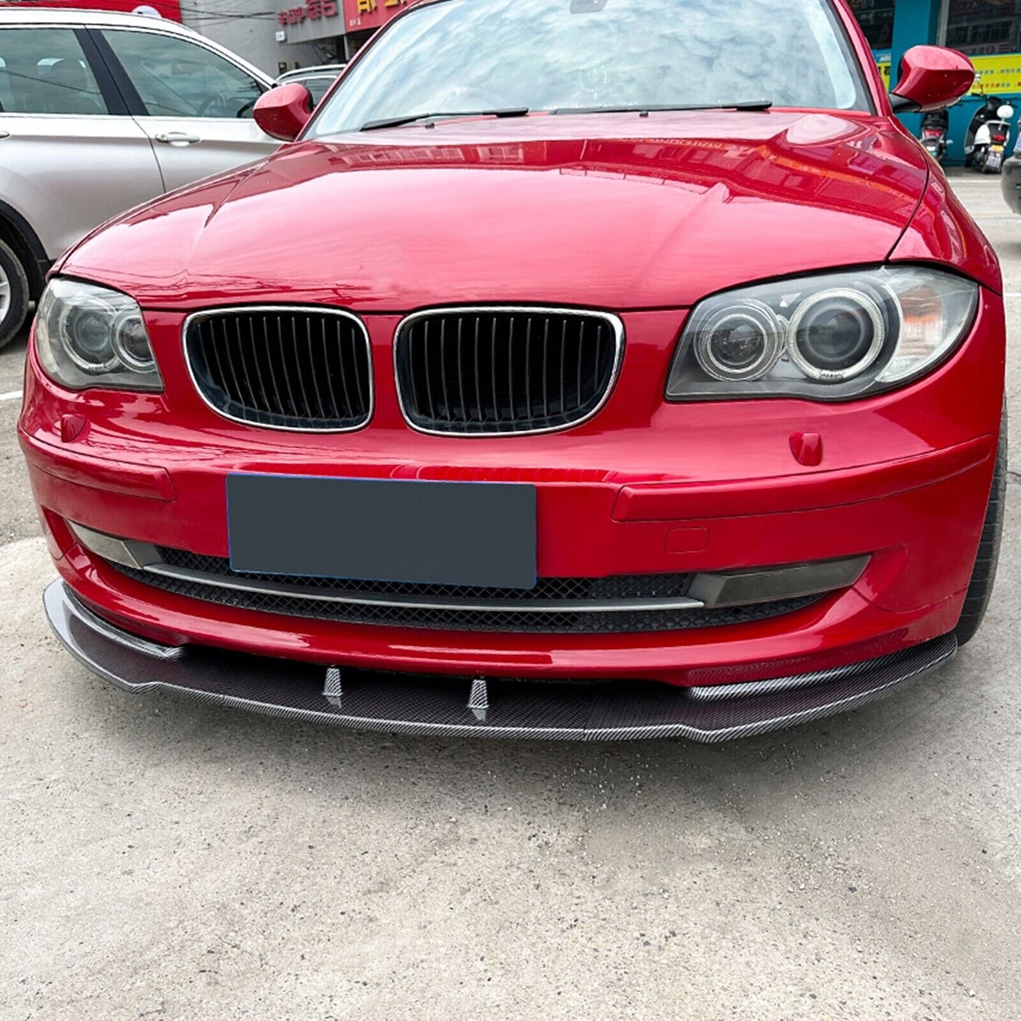 Carbon Look Front Bumper Spoiler Lip fits BMW 1 Series E81 E82 E87 E88 2008-2011