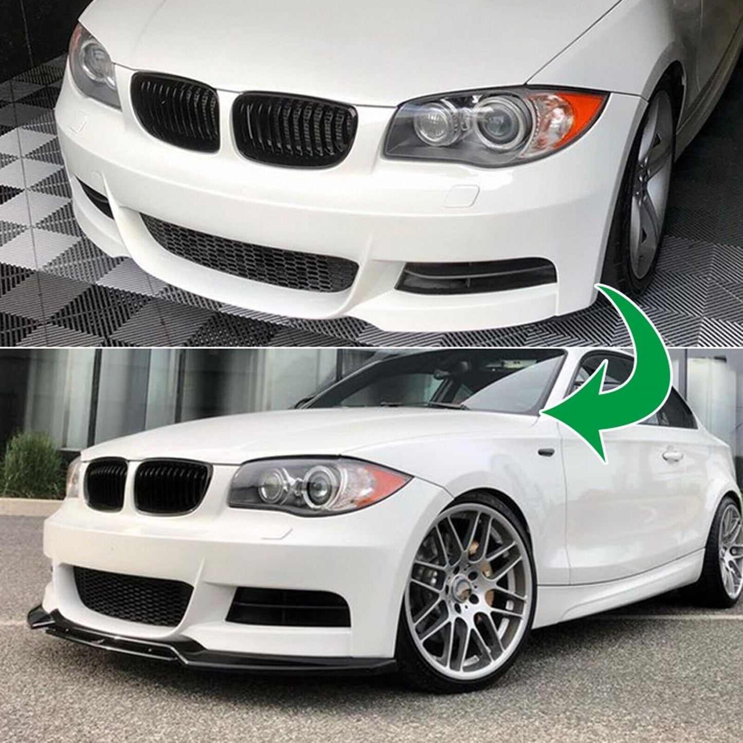 Carbon Fiber Style Front Bumper Spoiler Splitter fits BMW 1 Series E82 M 2007-13