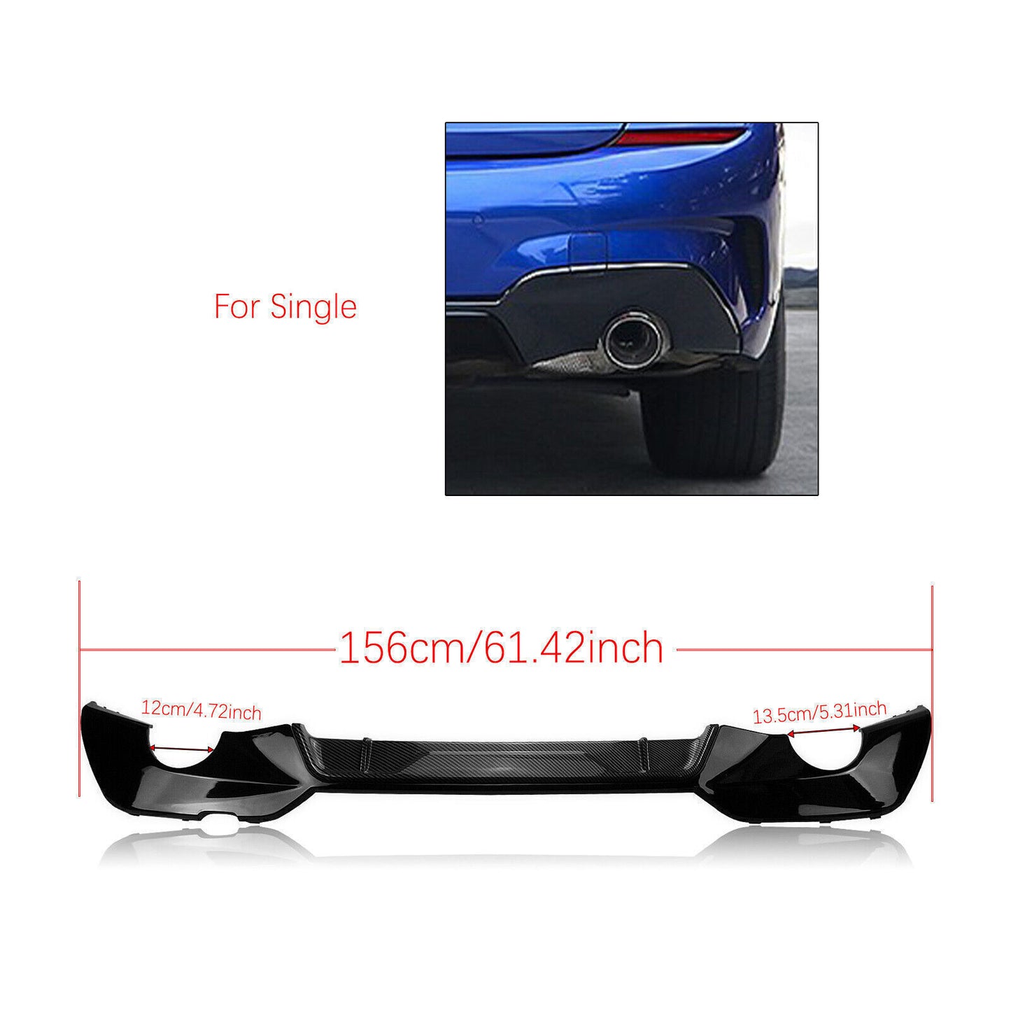 Rear Bumper Lip Diffuser CF Round fits BMW G20 G28 M Sport 2019-2022