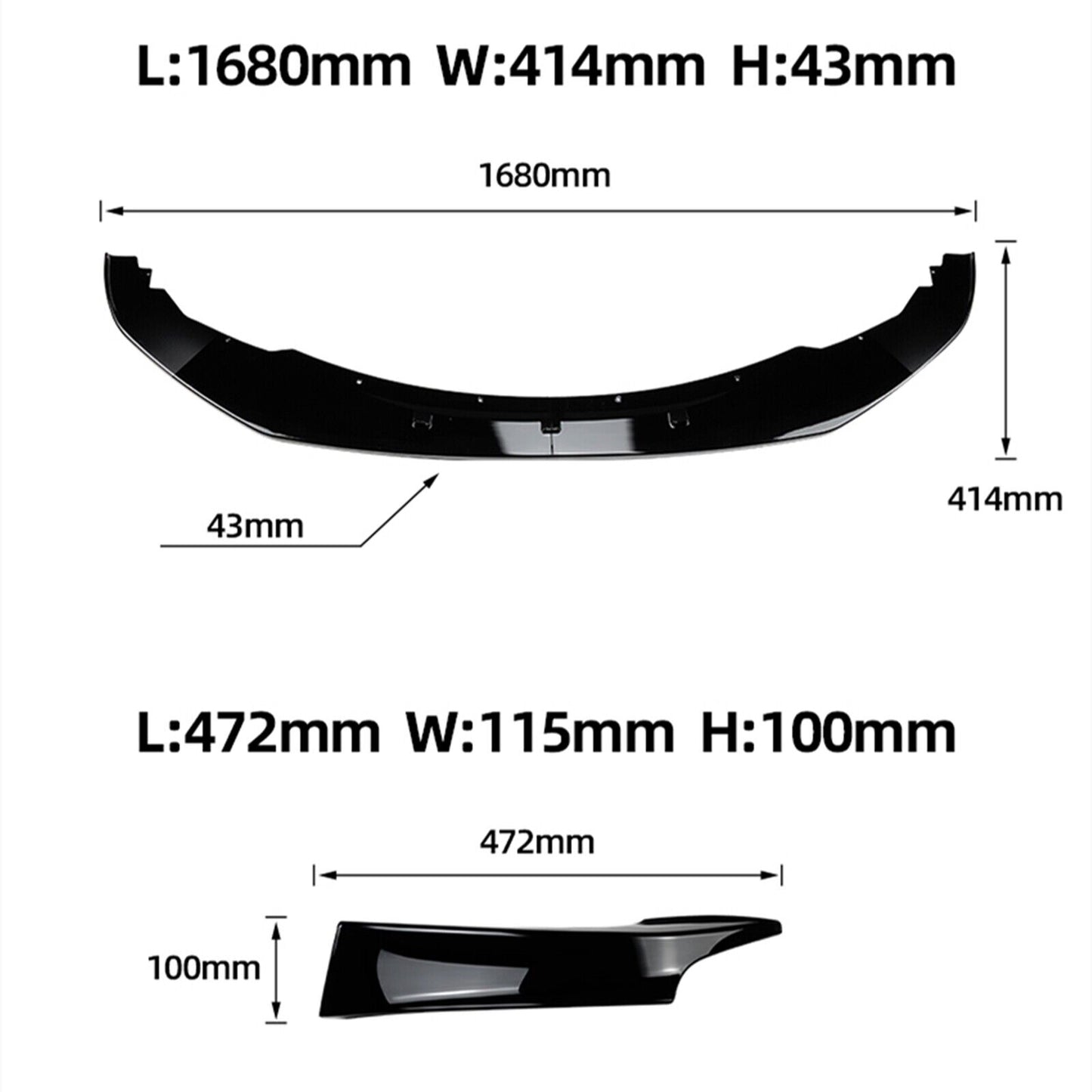 Black Front Bumper Spoiler Lip Side Cover fits BMW F20 F21 2011-2015 M Sport