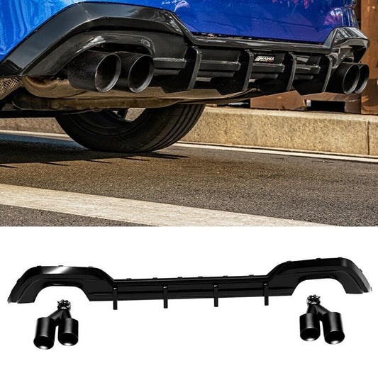 Gloss Black Rear Bumper Diffuser+Exhaust Pipe fits BMW 3 Series 330i 2020 AKASAKA