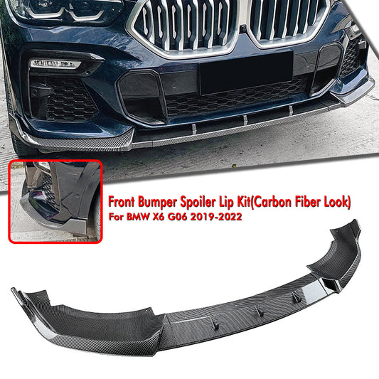 Carbon Style Front Bumper Spoiler Lip Bodykit fits BMW X6 G06 M Sport 2019-2023