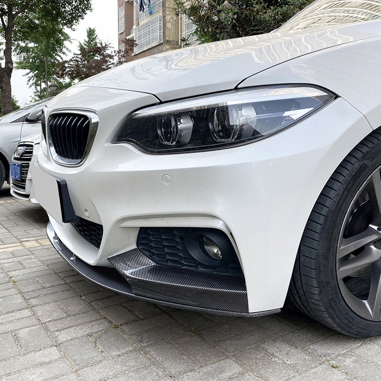 Carbon Look Front Bumper Spoiler Lip Side Cover fits BMW F22 F23 M Sport 2014-21