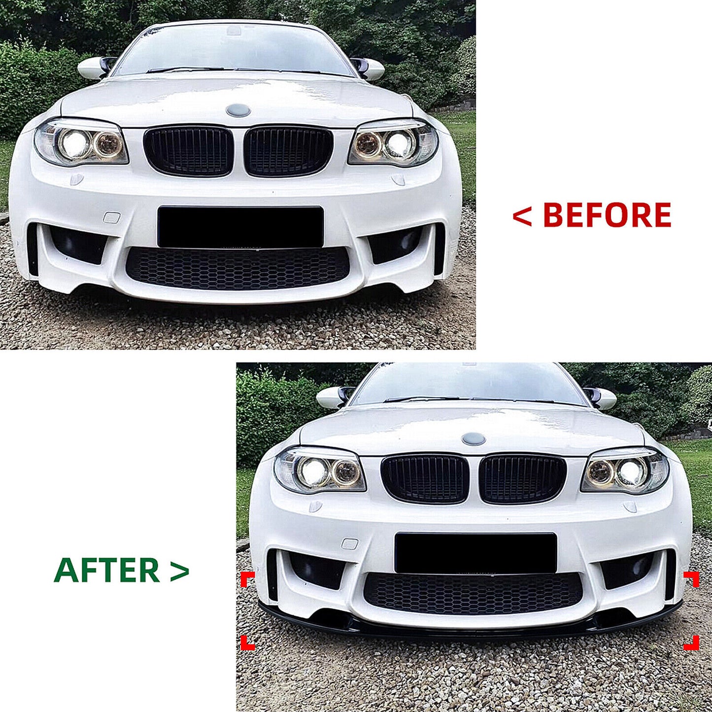 Gloss Black Front Bumper Spoiler Lip fits BMW 1 Series E81 E82 E87 E88 1M 04-13