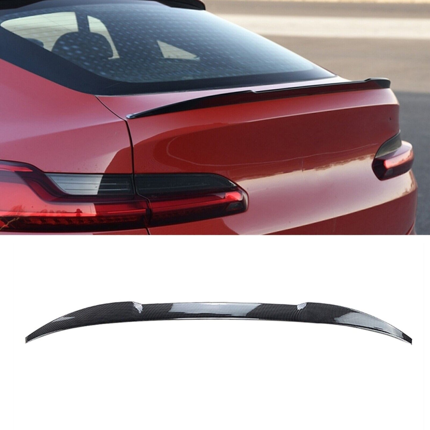 Carbon Fiber Style Rear Trunk Spoiler Lip Wing Fit fits BMW X4 G02 2018-2022 M