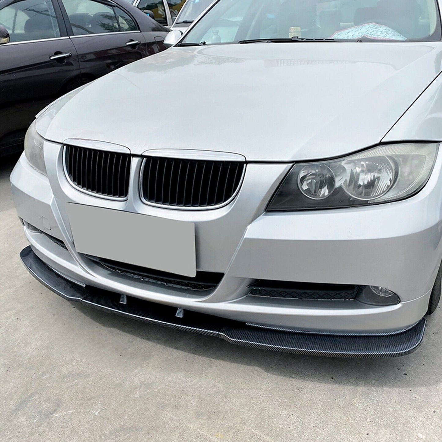 3pcs Front Bumper Spoiler Lip fits BMW 3 Series E90 E91 2005-2008 06 Carbon Style