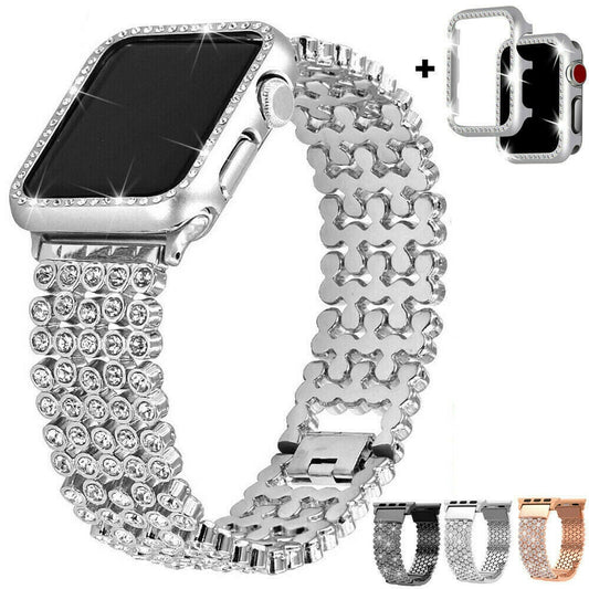 For Apple Watch Series 5/4/3 Bling diamond Bracelet Watch Strap Band Case Cover