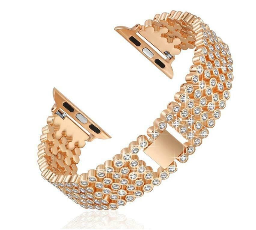 for Apple Watch Strap Series SE 6 5 4 38 40 42 44 mm Rhinestone Link Bling Metal