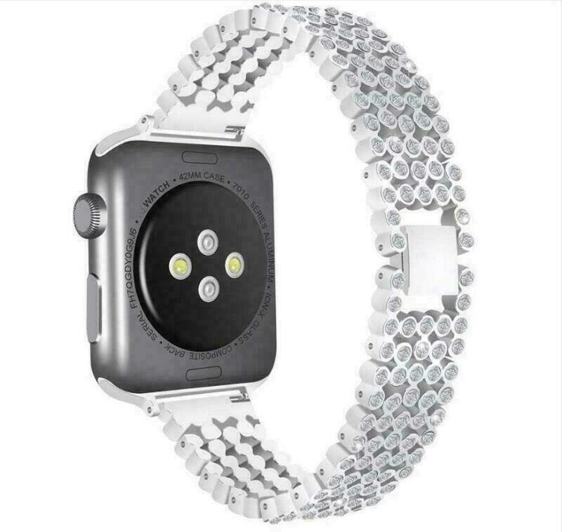 for Apple Watch Strap Series SE 6 5 4 38 40 42 44 mm Rhinestone Link Bling Metal