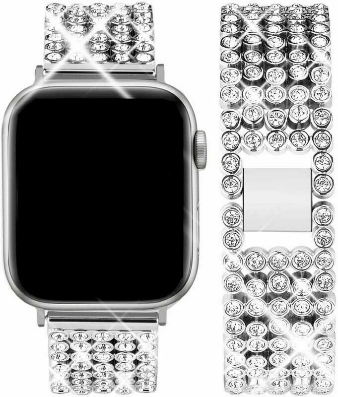 for Apple Watch Strap Series SE 6 5 4 38 40 42 44 mm Rhinestone Link Bling Metal