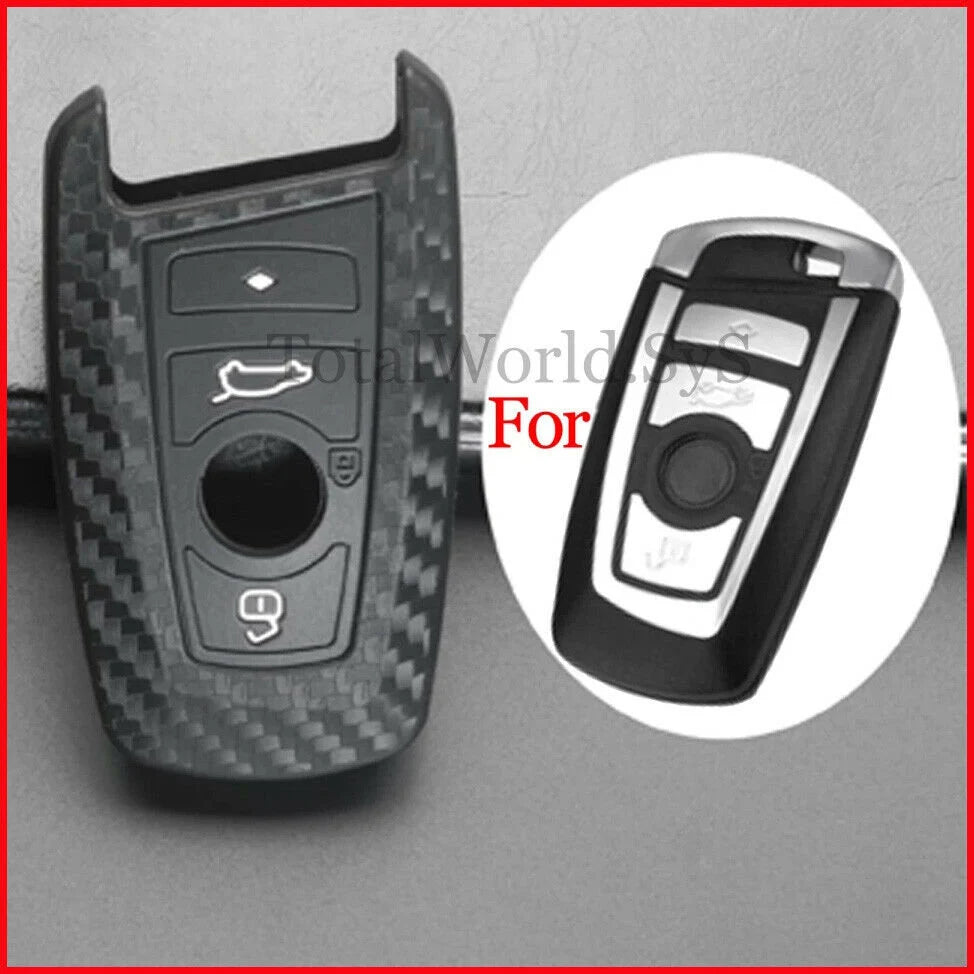 for BMW 1 2 3 4 5 6 7 Series X3 X4 Carbon Fiber Key Case Cover Fob Holder Shell