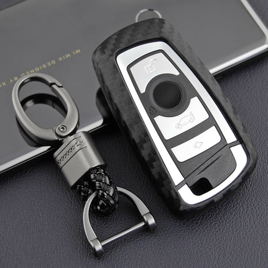 for BMW 1 2 3 4 5 6 7 Series X3 X4 Carbon Fiber Key Case Cover Fob Holder Shell