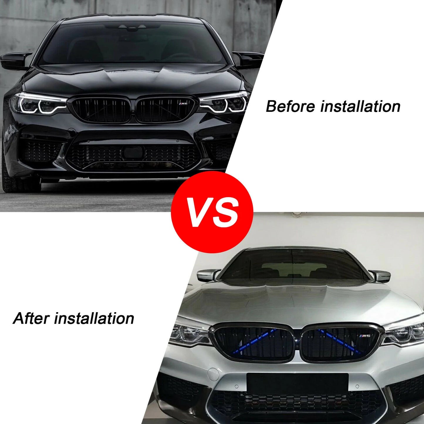 Fits BMW Badge Blue 2 Grill Bar V Brace For BMW F25/F26 1 2 3 4 Series Front Grille Trim Strip Cover