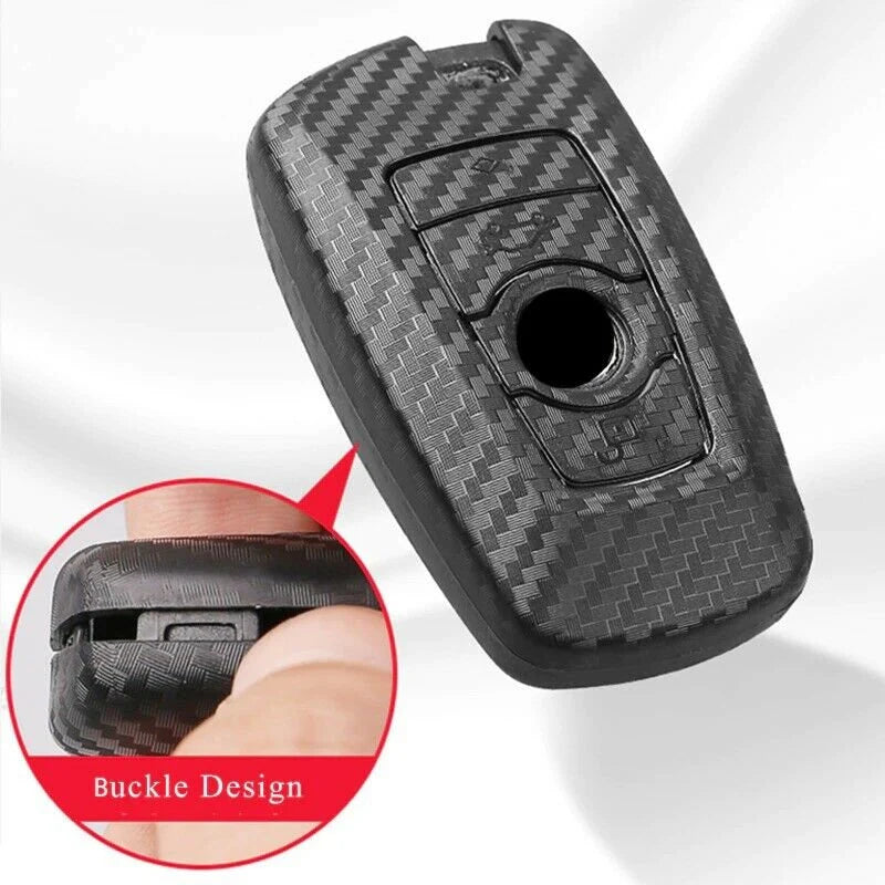 carbon fiber pattern key cover case compatible for bmw 5 e90 f10 f20 f30