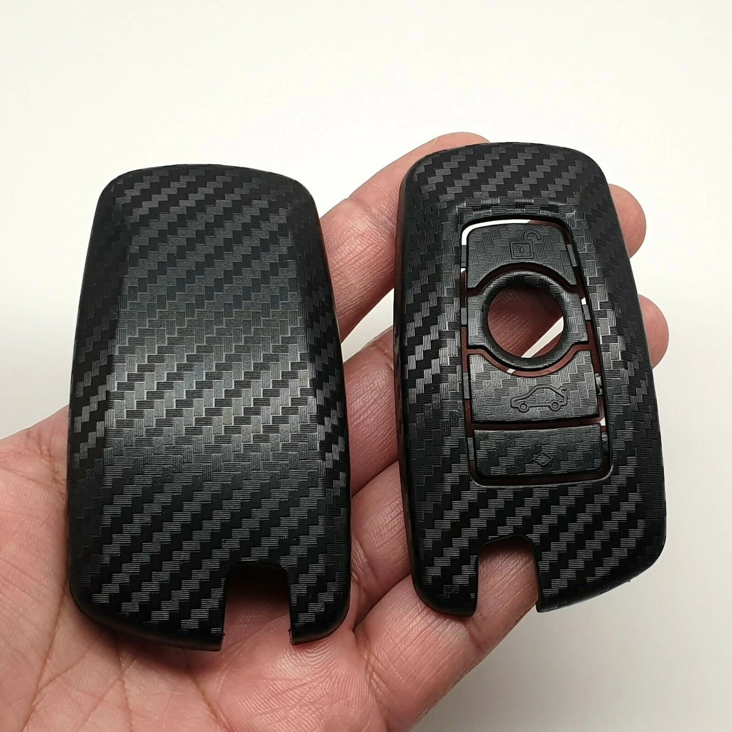 carbon fiber pattern key cover case compatible for bmw 5 e90 f10 f20 f30