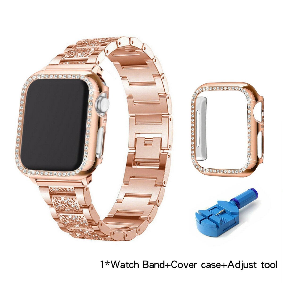 Crystal Stainless Metal Strap For Apple Watch Band 42mm 38mm 40mm 44mm