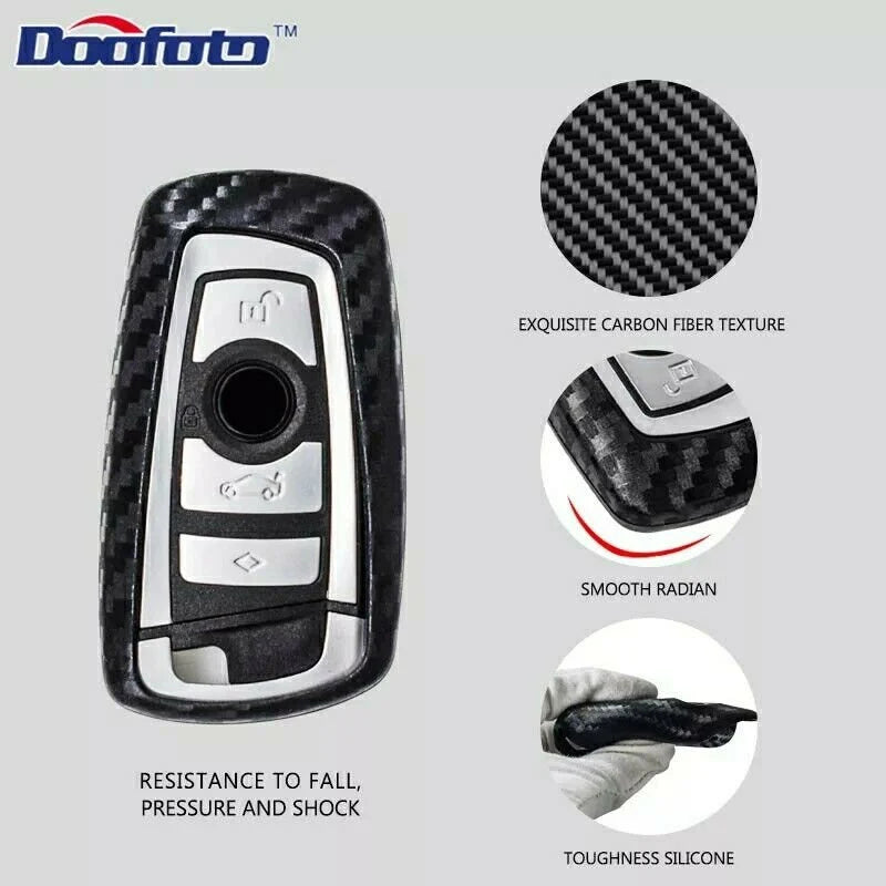 Silicone Key Case Cover Carbon Design  For BMW 1 Series 3 Series 5 Series 4 Buttons