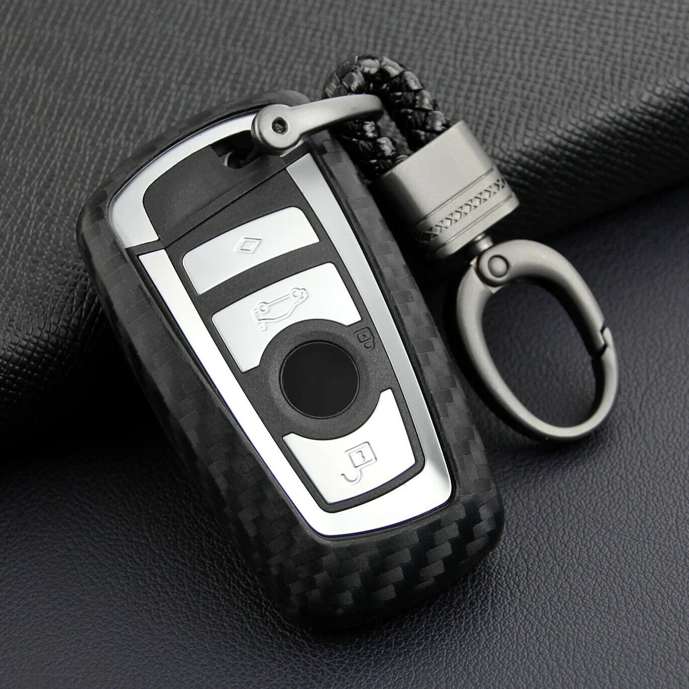 for BMW 1 2 3 4 5 6 7 Series X3 X4 Carbon Fiber Key Case Cover Fob Holder Shell