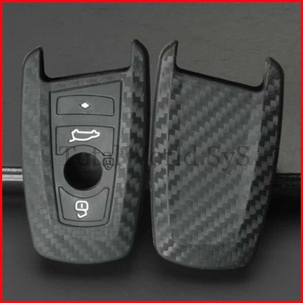 for BMW 1 2 3 4 5 6 7 Series X3 X4 Carbon Fiber Key Case Cover Fob Holder Shell