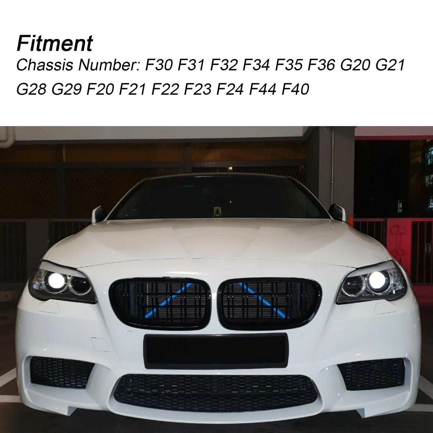 Fits BMW Badge Blue 2 Grill Bar V Brace For BMW F25/F26 1 2 3 4 Series Front Grille Trim Strip Cover