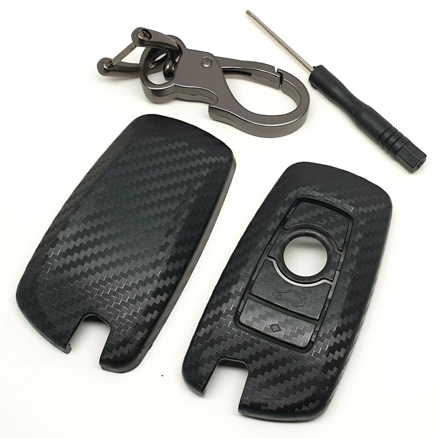 carbon fiber pattern key cover case compatible for bmw 5 e90 f10 f20 f30