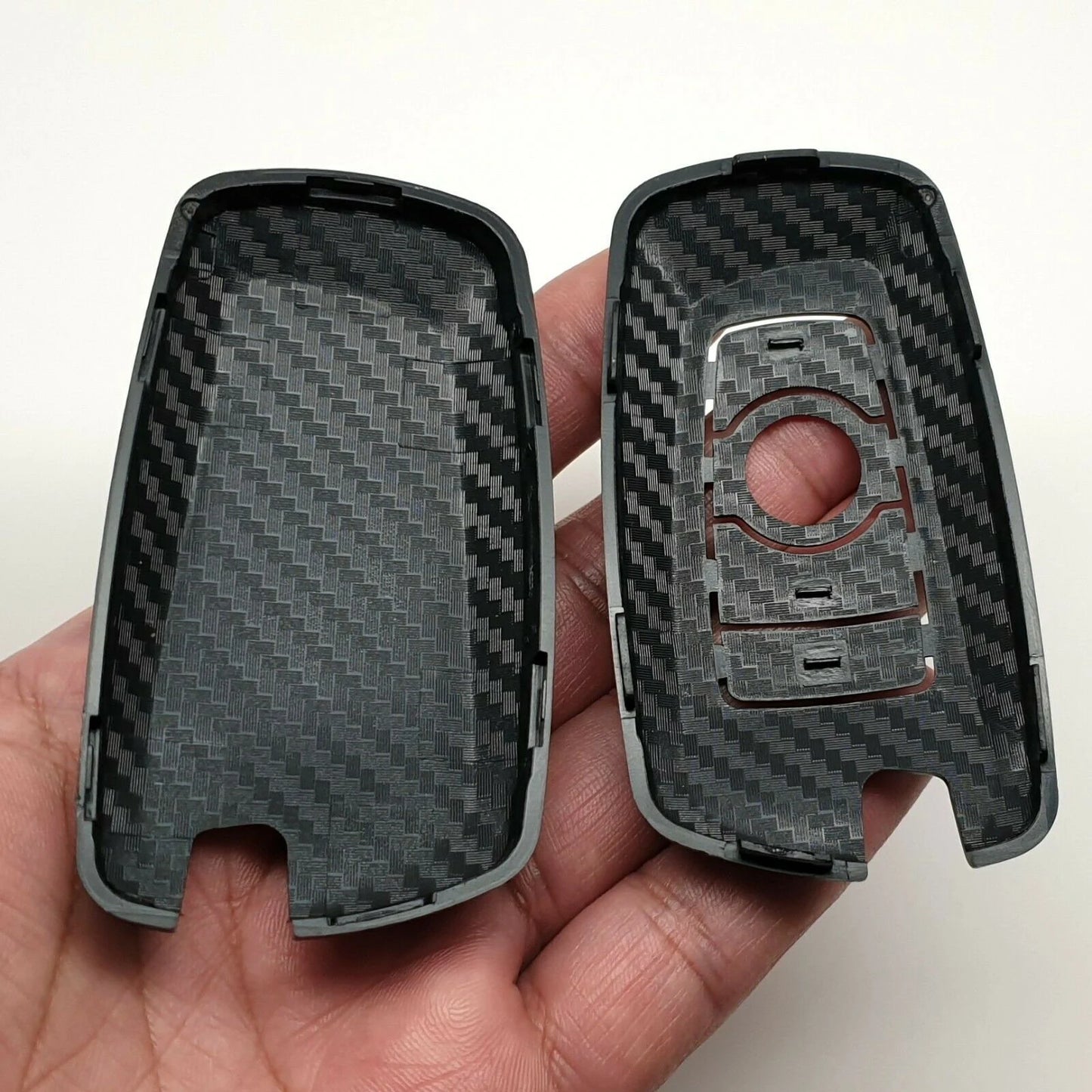 carbon fiber pattern key cover case compatible for bmw 5 e90 f10 f20 f30