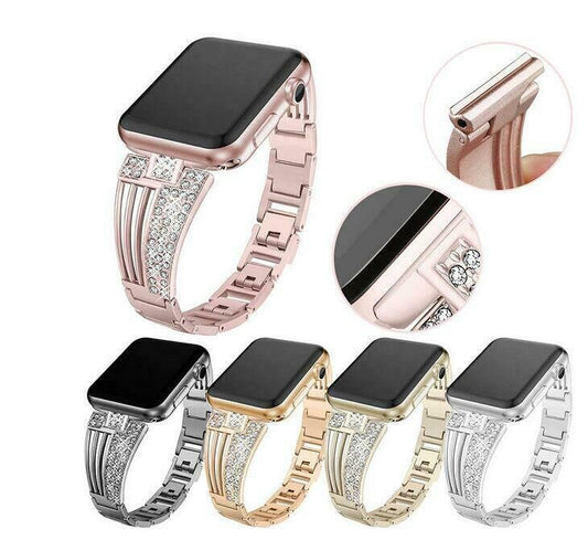 Diamond Metal Jewelry Crystal Band for Apple Watch Strap Series 38 40 42 44 mm