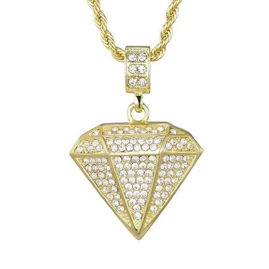 Iced Out Gold Diamond Pendant Chain Necklace