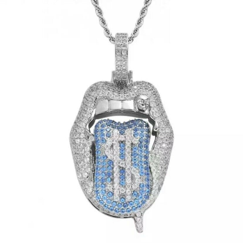 Iced Out Rapper Pendant Chain Necklace Money Bag