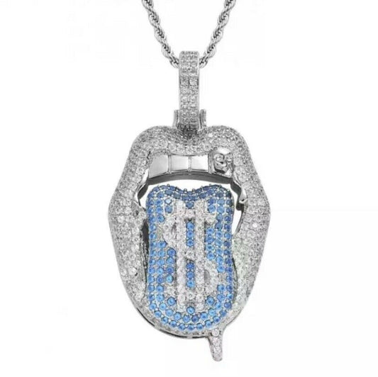 Iced Out Rapper Pendant Chain Necklace Money Bag