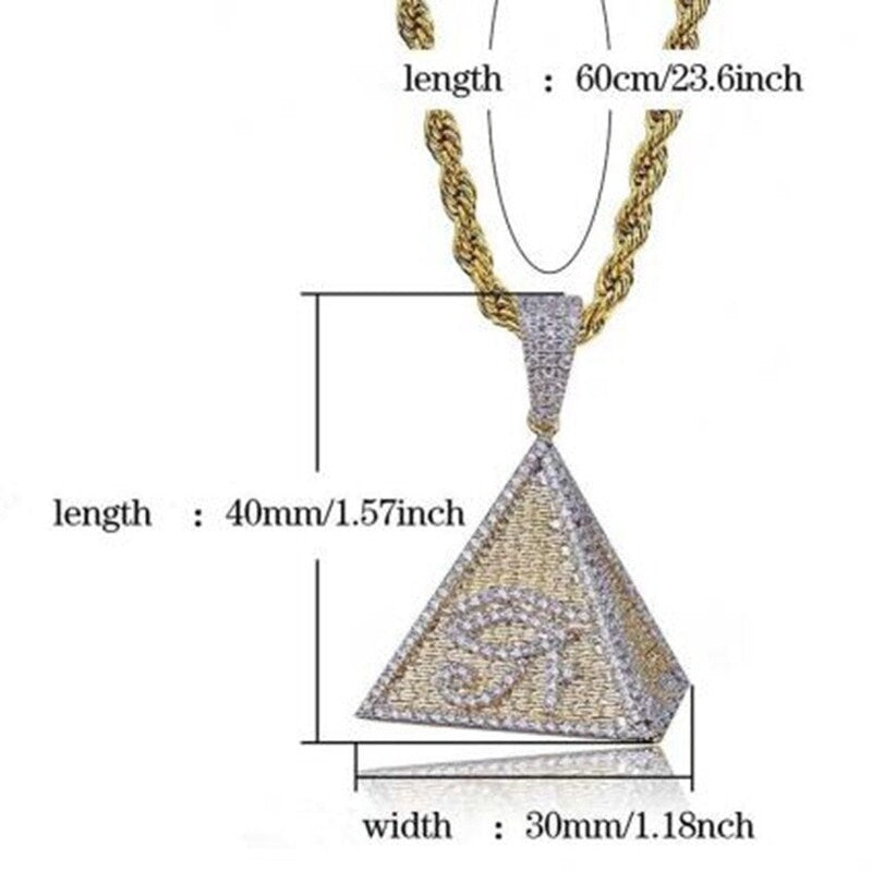 Iced Out Illuminati Pyramid Pendant Diamond Gold 14k Bling Chain