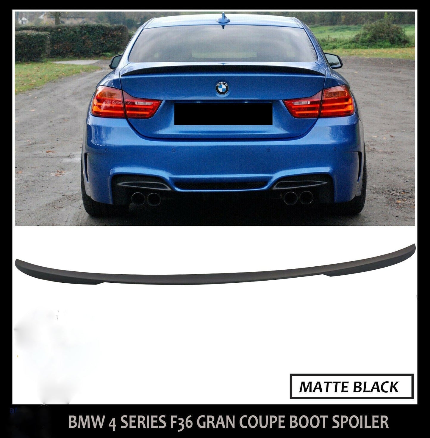 Fits BMW 4 SERIES F36 4D GRAN COUPE REAR TRUNK BOOT SPOILER LIP MATTE BLACK OEM FIT