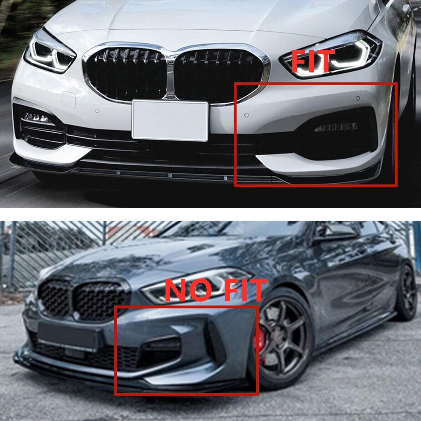 1Set Front Bumper Spoiler Lip For BMW 1 Series F40 2020-2023 Carbon Fiber Look