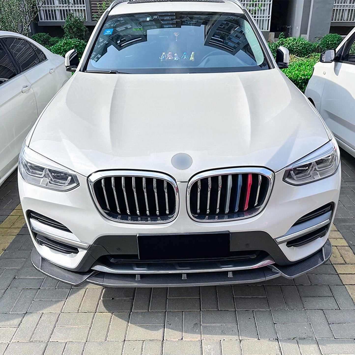 Front Bumper Spoiler Lip For BMW X3 X4 G01 G02 06.2018-2021 Carbon Fiber Look